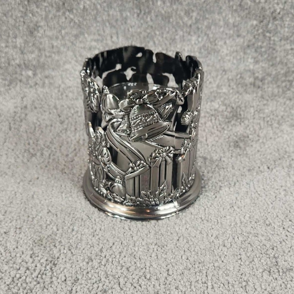 Godinger Silver Art Season Greetings Santa Votive Candle Holder